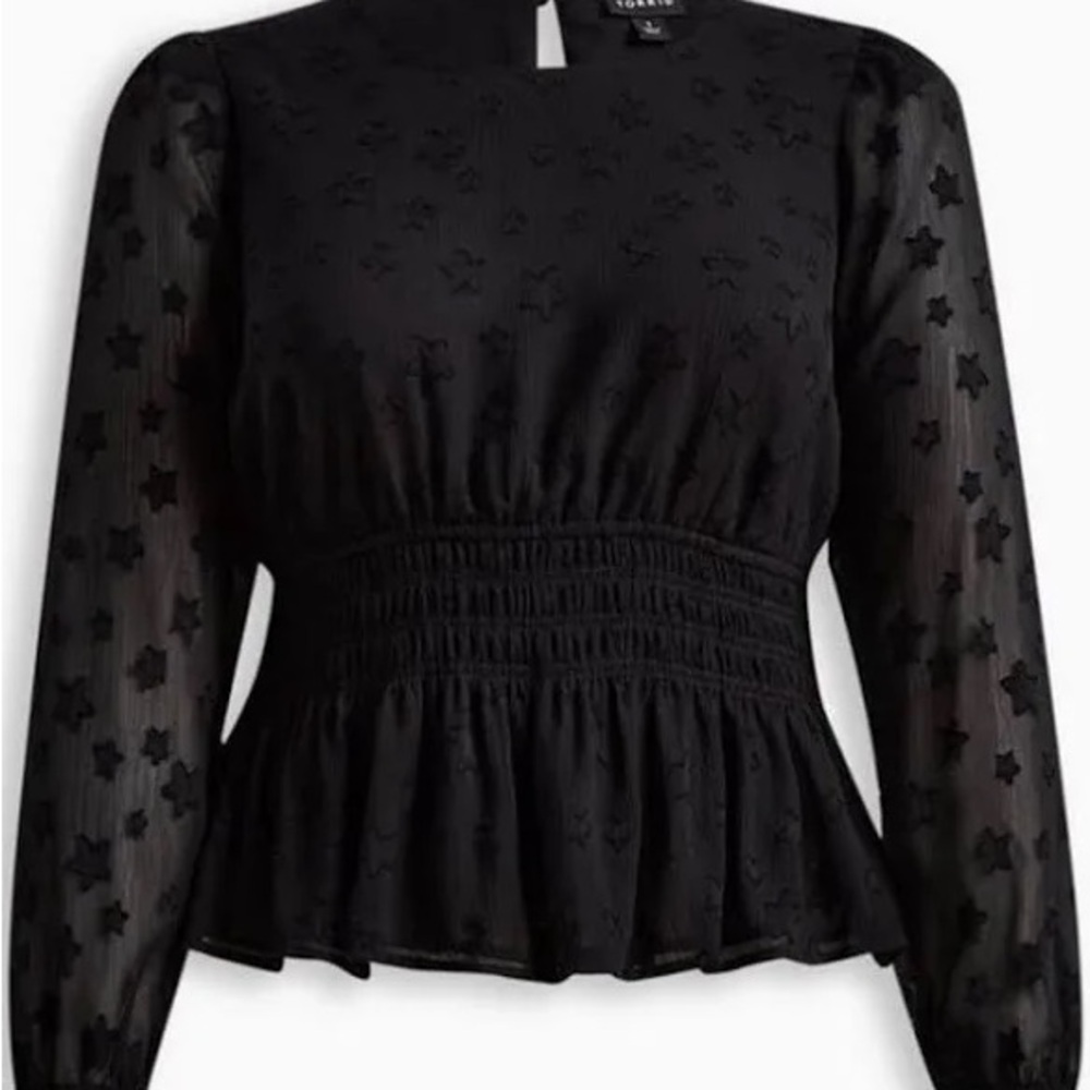 Torrid Crinkle Chiffon w/Star Smocked Waist Puff Sleeve - Size 2